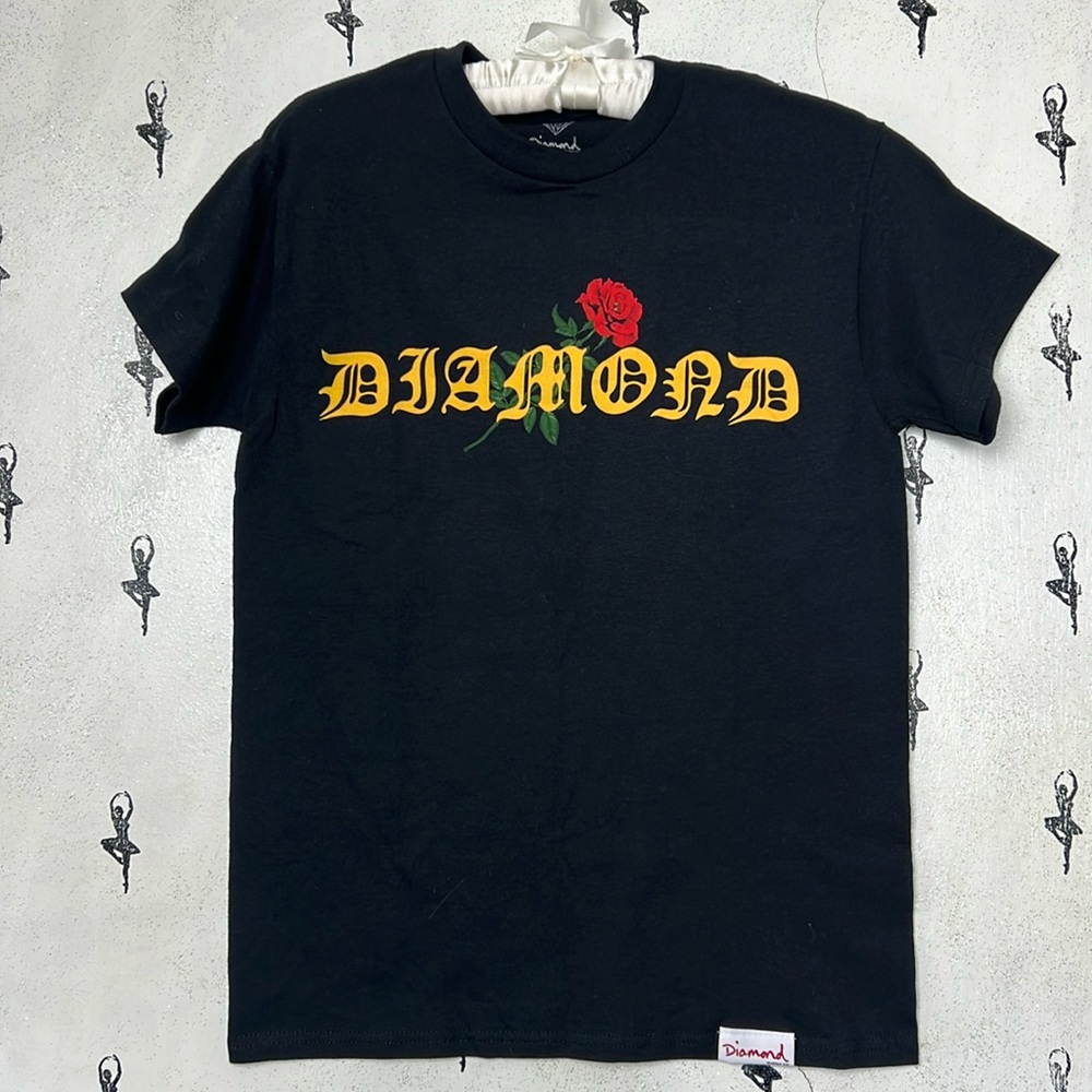 Diamond Supply Co. Tee new unisex size S 🆕 black t-shirt front graphic rose